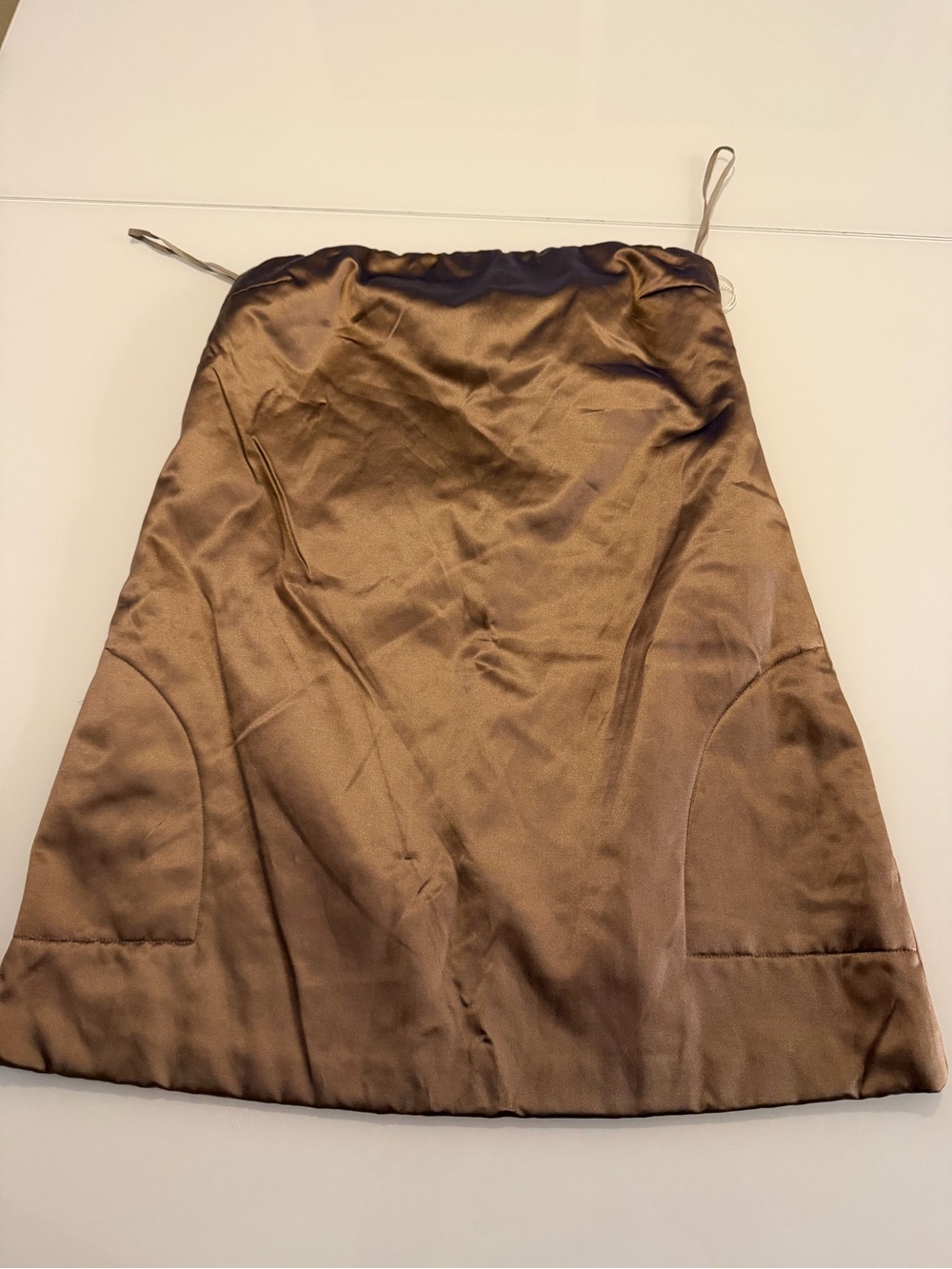 Brunello Cucinelli Bronze Metal Satin Tube Mini Dress sz M  NWT